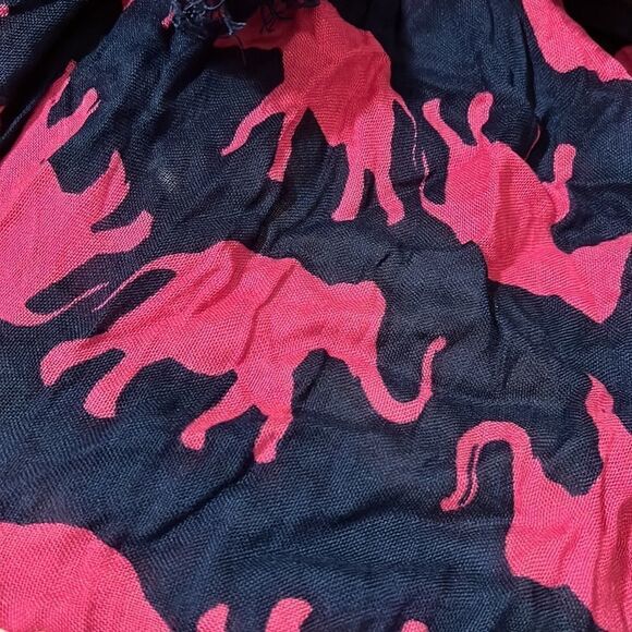 New Pink and Blue Elephant scarf with frayed edge - Picture 3 of 5